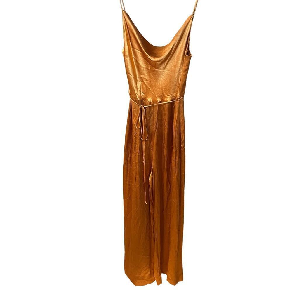Bec + Bridge Satin Cowl Neck Bronze Dress Size 8 Glam
